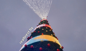 В Бресте в тестовом режиме включили главную новогоднюю ёлку! «Нету» покоя теперь некоторым
