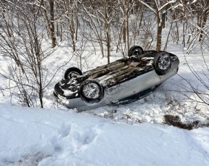 На улице Городская в Бресте легковой автомобиль слетел в кювет и перевернулся