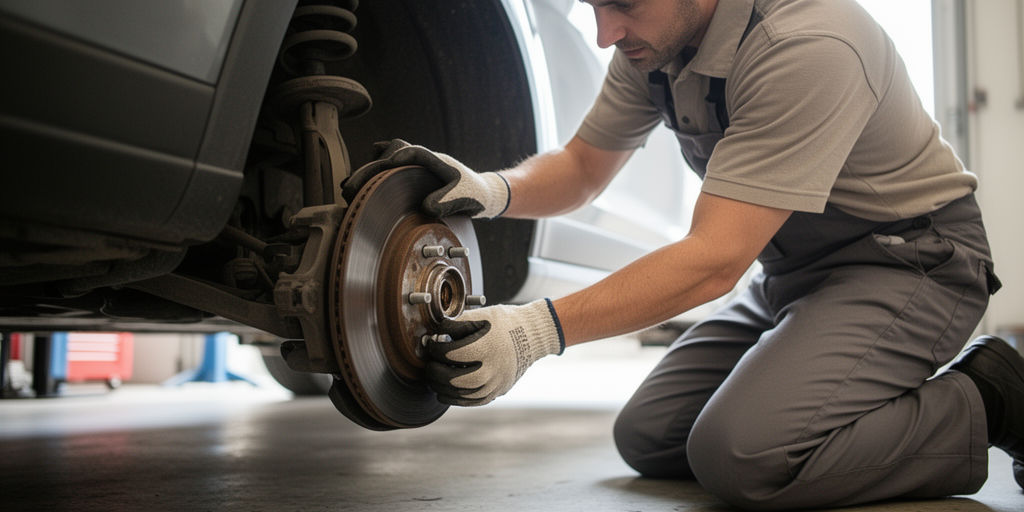 Механик проверяет люфт ступичного узла