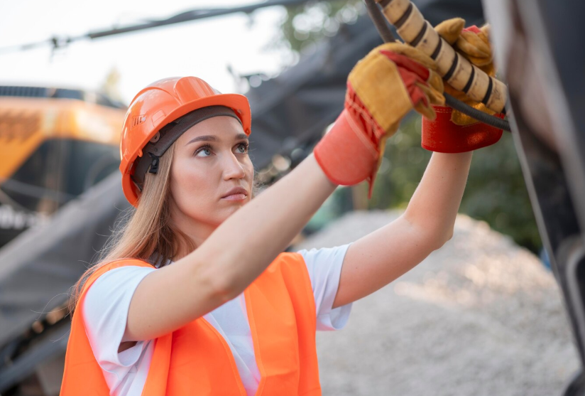 девушка на объекте в форме